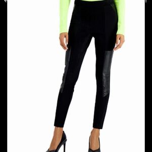 Bar III Black‎ Skinny Pants with Leather Panels305